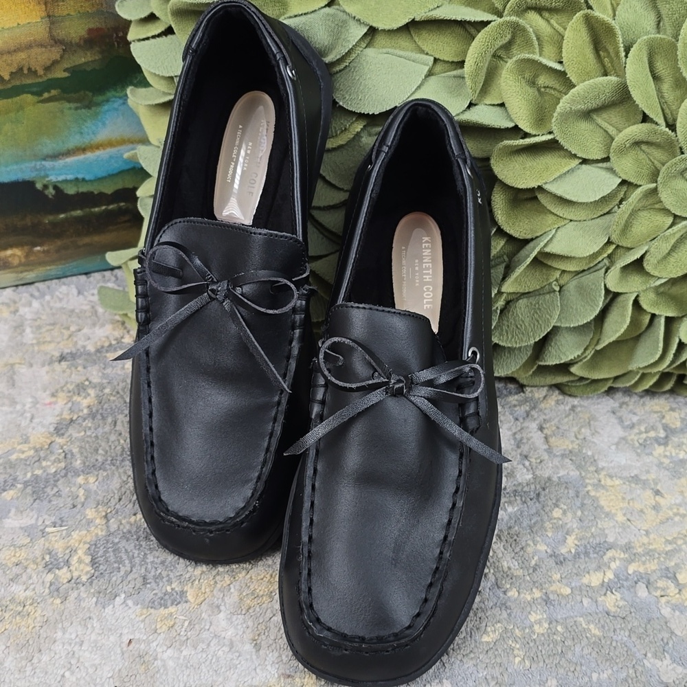 Kenneth Cole Driving Dash Black Leather Kids Shoes Size 6